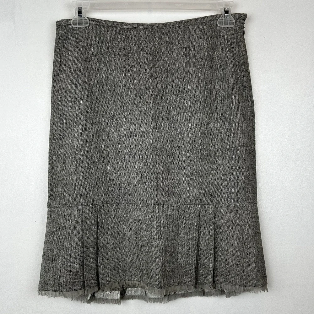 WHBM Suit Skirt Womens 6 8 Tweed 3 Button Gray Office Career Professional Read